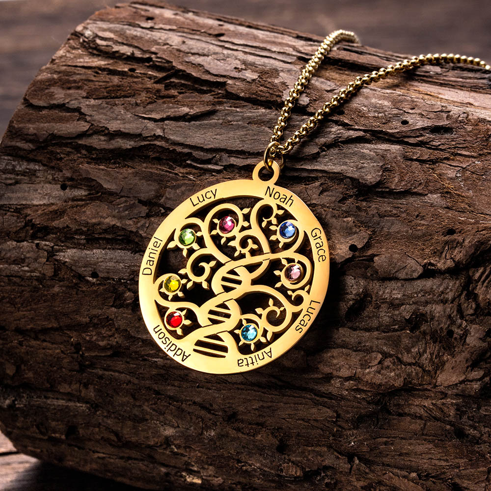 April Gelin Birthstone Family Tree Necklace in 14K Gold – Gelin Diamond