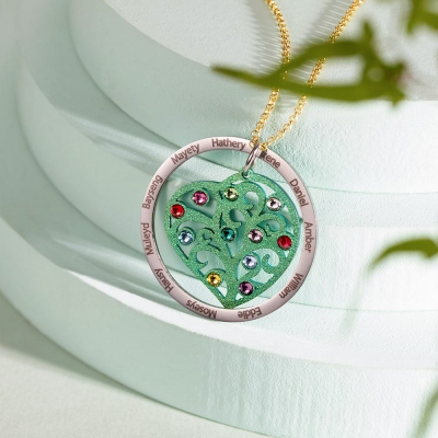 Personalized Family Tree Birthstone Necklace