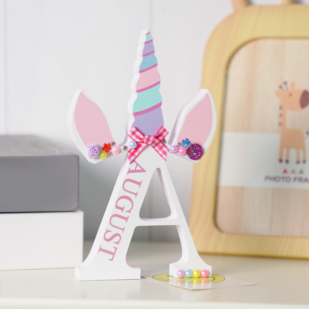 Personalized Wooden Unicorn Style Letter