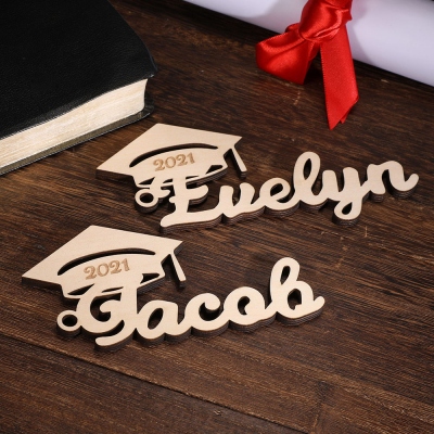 Personalized Wooden Graduation Cap Tag