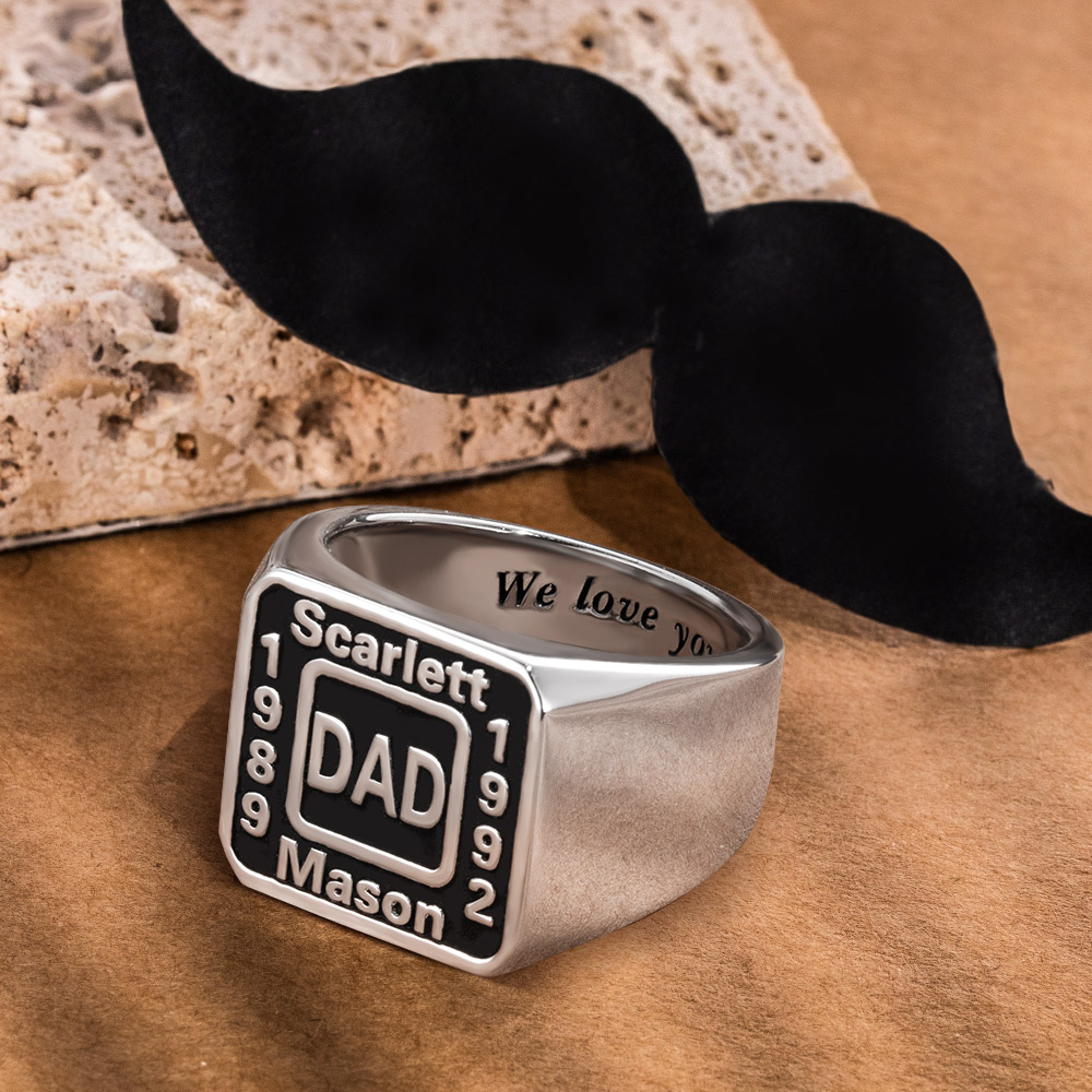 Signet Rings with Personalized Engraving Gift for Dad