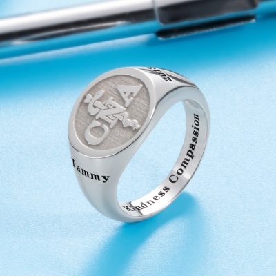 Personalized Medical Symbol Signet Rings in Sterling Silver