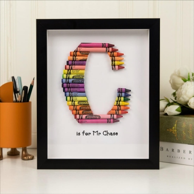 Personalized Rainbow Crayon Letter with Frame Gift For Teachers