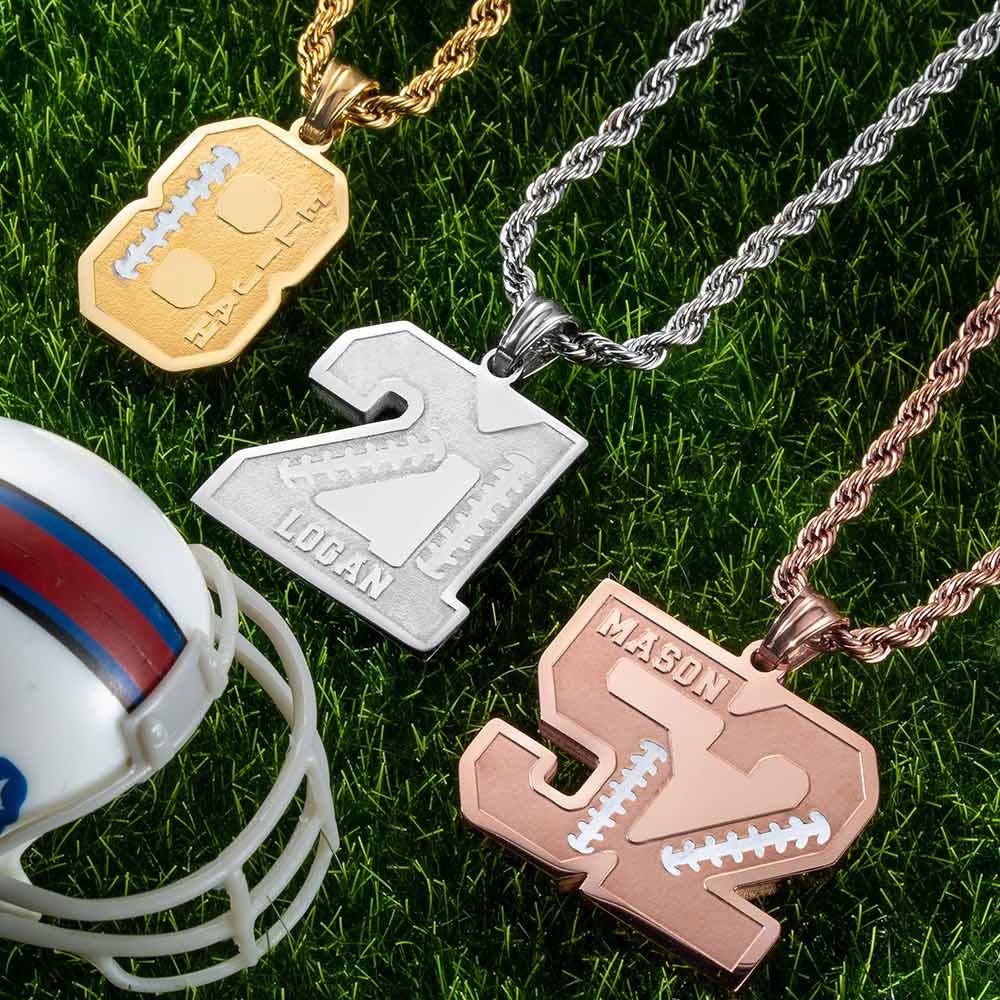 Green Beaded Necklace with Football Pendant | EverythingBranded USA