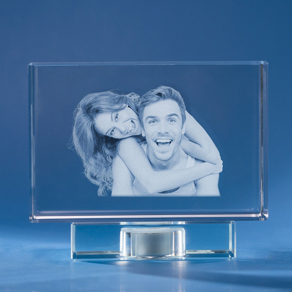 Custom 3D Crystal Photo Engraved Gift for Couple