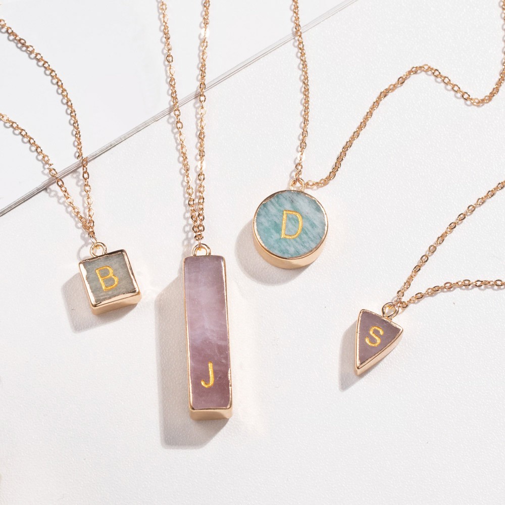 Customized Initials on A Stone Necklace
