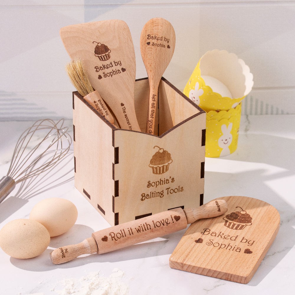 Personalized Baking Tools Kitchen Gift for Kids Set of 6