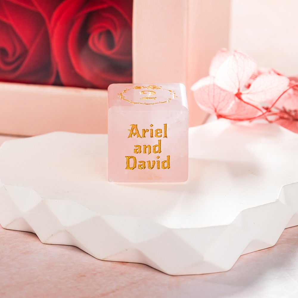 Custom Pink Crystal Romantic Rose Dice
