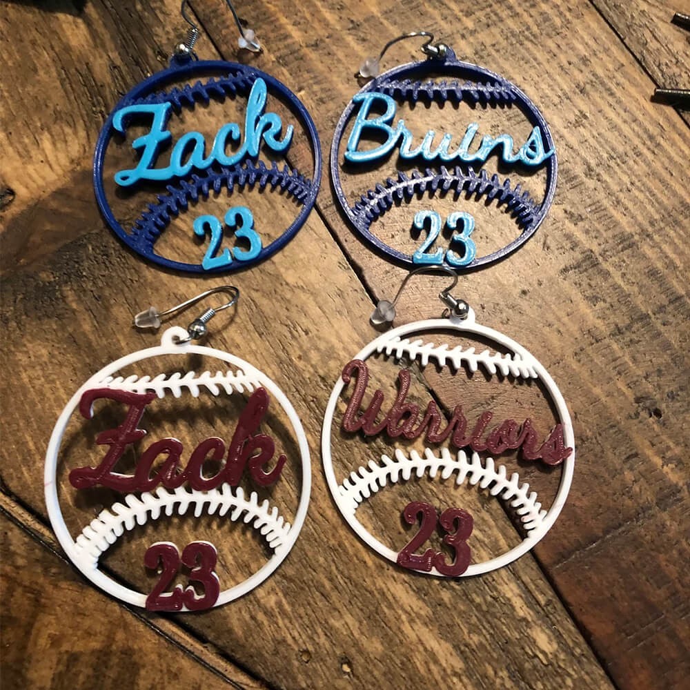 Custom Baseball Cheerleading Earrings