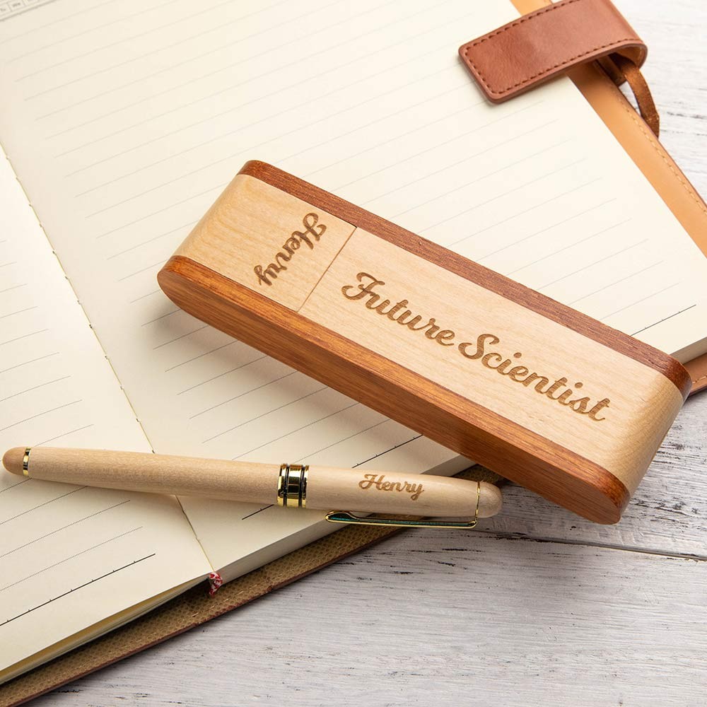 Wooden Pen & Case Set