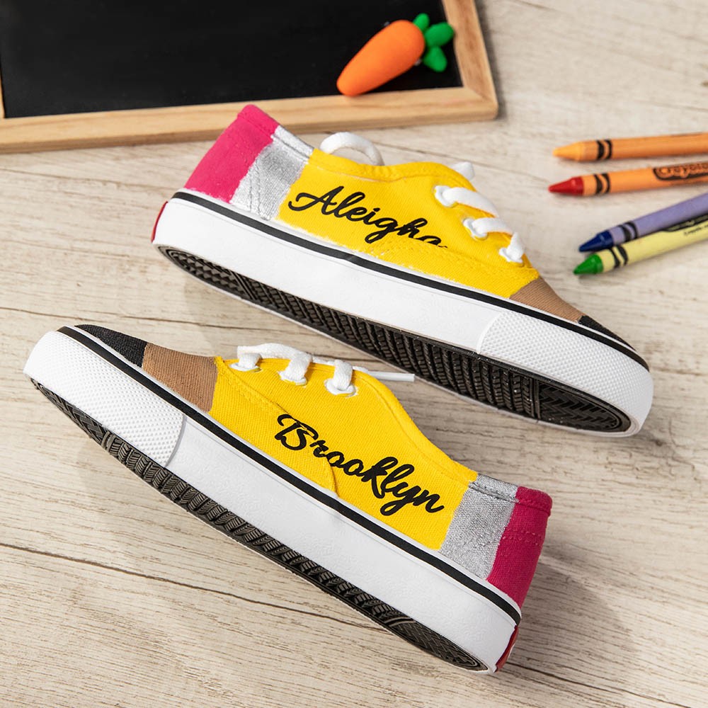 Personalisierte Back to School Teacher Schuhe, Pencil Style Student Sneakers, Geschenk für Kinder/Lehrer