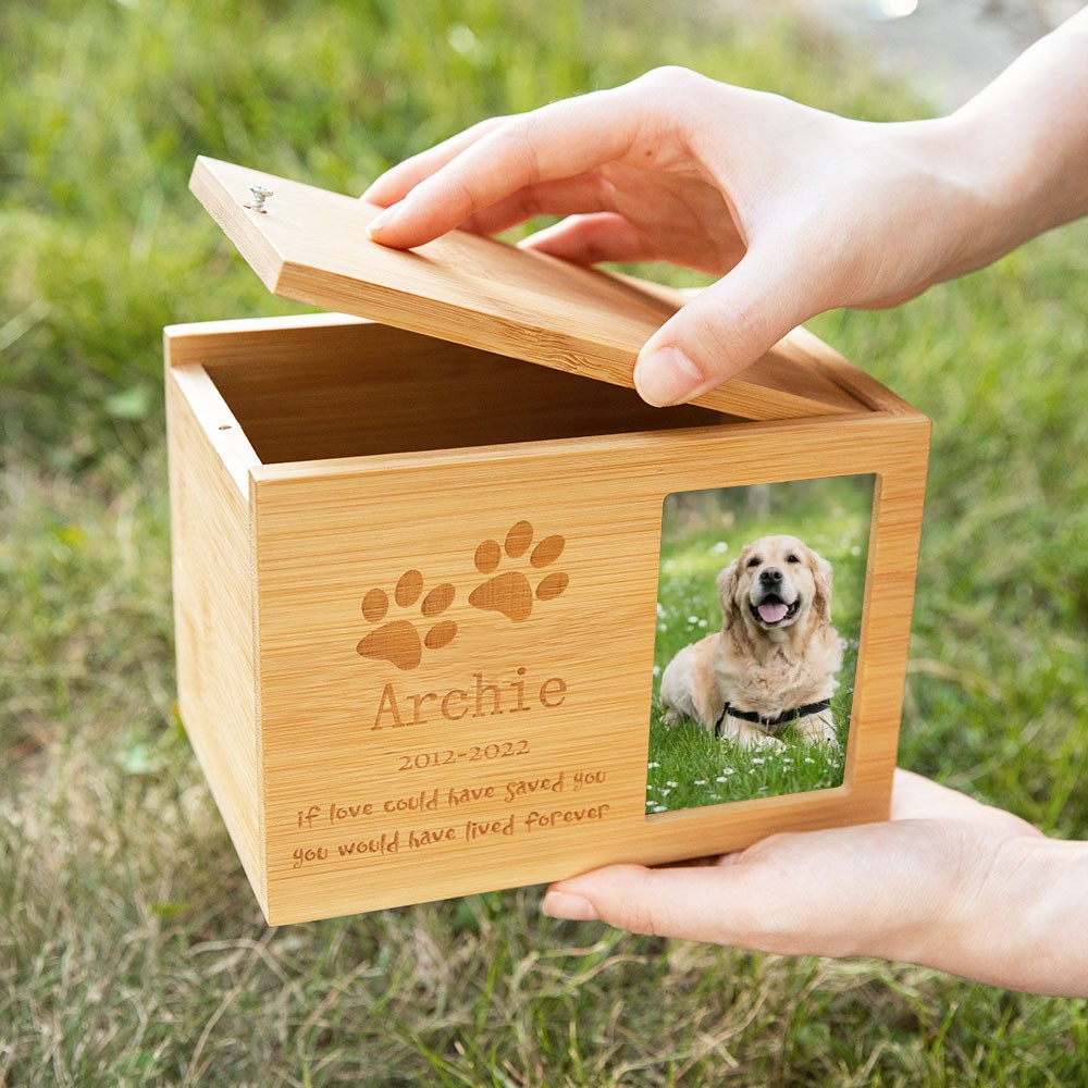 Personalized Wooden Pet Cremation Boxes with Photo & Message, Pet Urn,  Memorial Cremation Urn, Memorial Gift