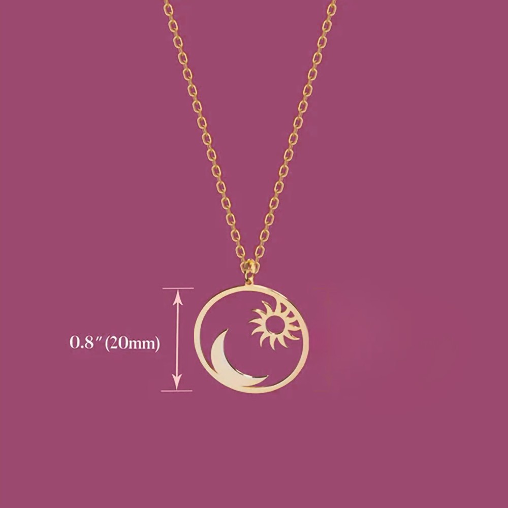 Sun and Moon Necklace Sunburst Necklace Crescent Moon Necklace, Sterling Silver Gold Sun Pendant Necklace with Golden Sun Charm