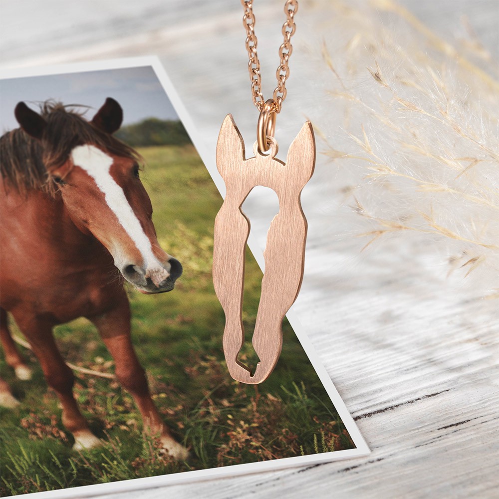 Custom Horse Necklace with Horse Head Silhouette
