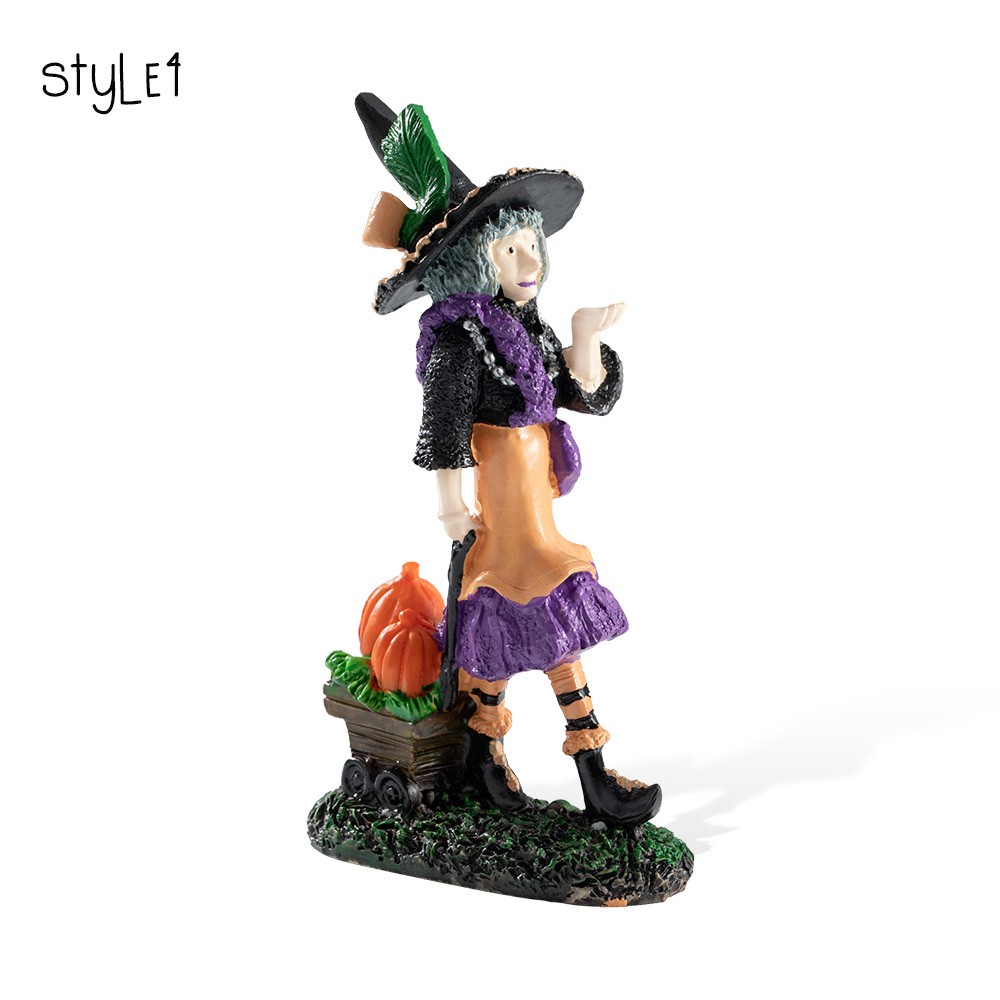 Halloween décoratif sorcière Statue résine citrouille élégante sorcière poupée Figure Sculpture ornements fête maison Halloween décor cadeaux