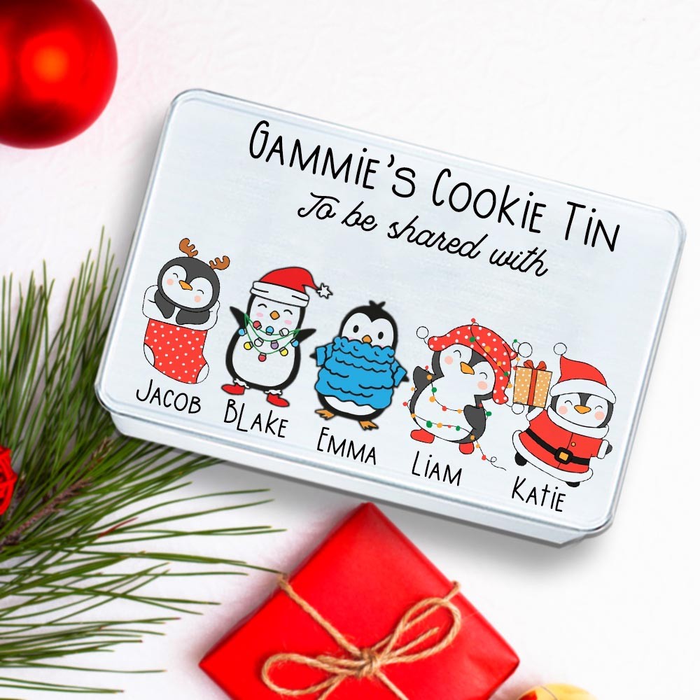 Personalized Christmas Gift Tin, Cute Animal Metal Storage Tin, Santa Snowman Penguins Sweet Treats Box, Home Organizer House Warming Gifts