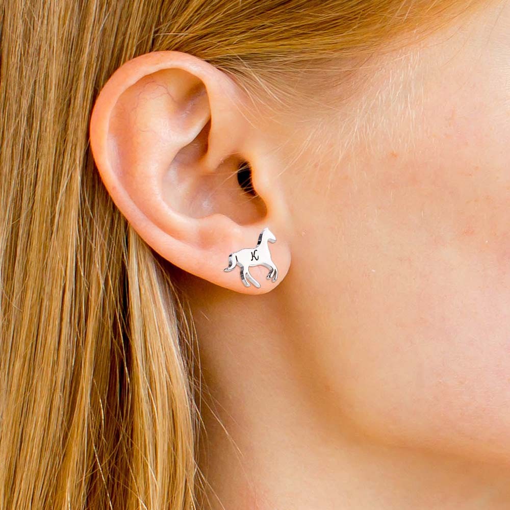 Horse Stud Earrings in Sterling Silver, Cute Tiny Animal Earrings,  Minimalist Little Galloping Horse Jewelry Gift for Her, Animal Lover -  GetNameNecklace