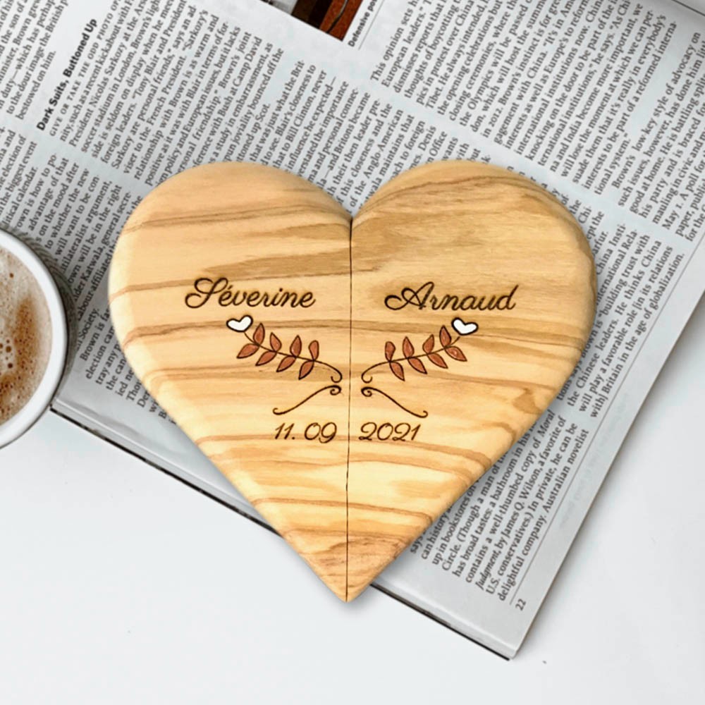 Personalized Wedding Ring Box with Wedding Gift, Wooden Heart