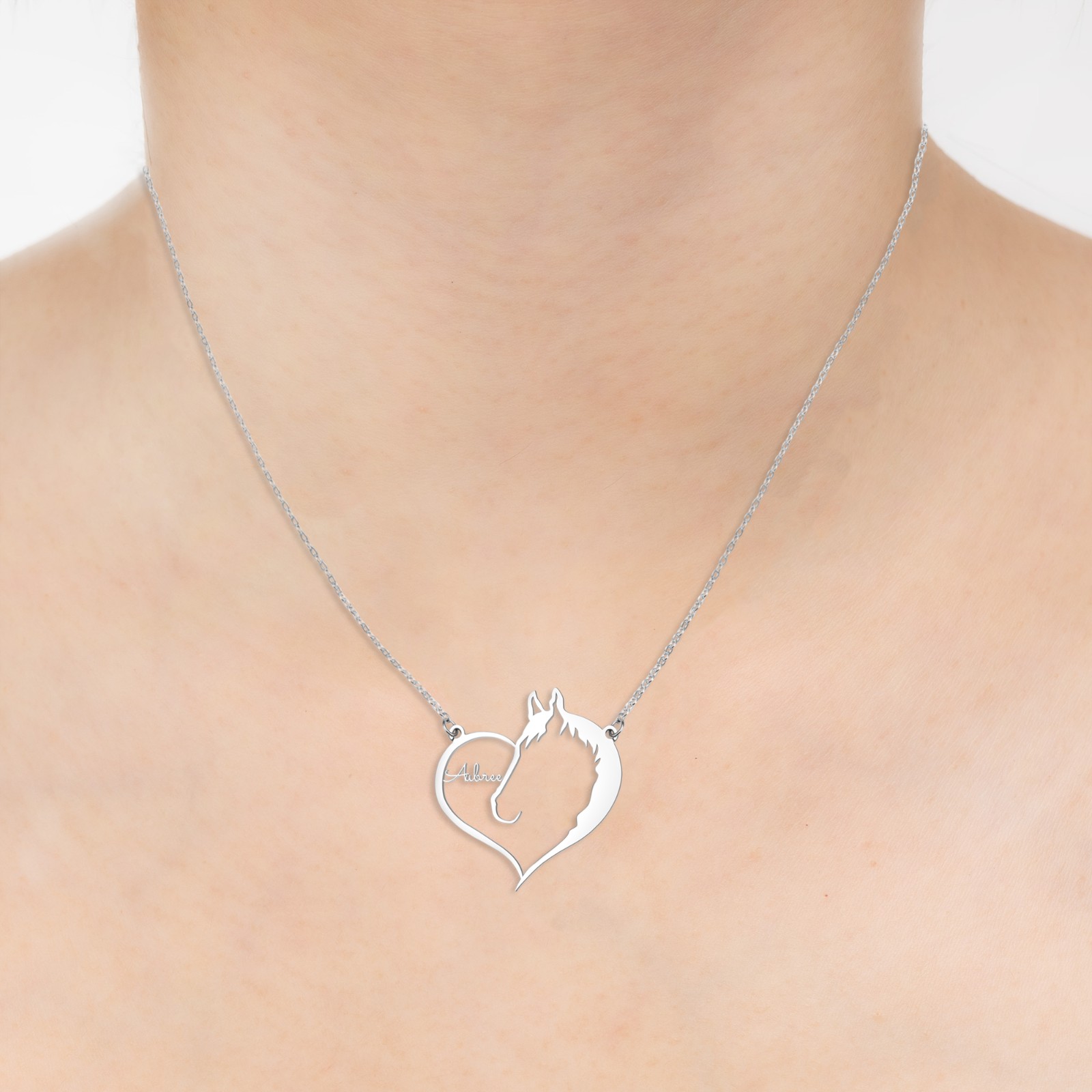 Custom Engraved Heart Horse/Heart Cat/Heart Dog/Horse Necklace, Heart Necklace, Teacher Gift, Minimalist, Bridesmaid Gift, Girlfriend Gift, Gift for Her, Gift for Girl