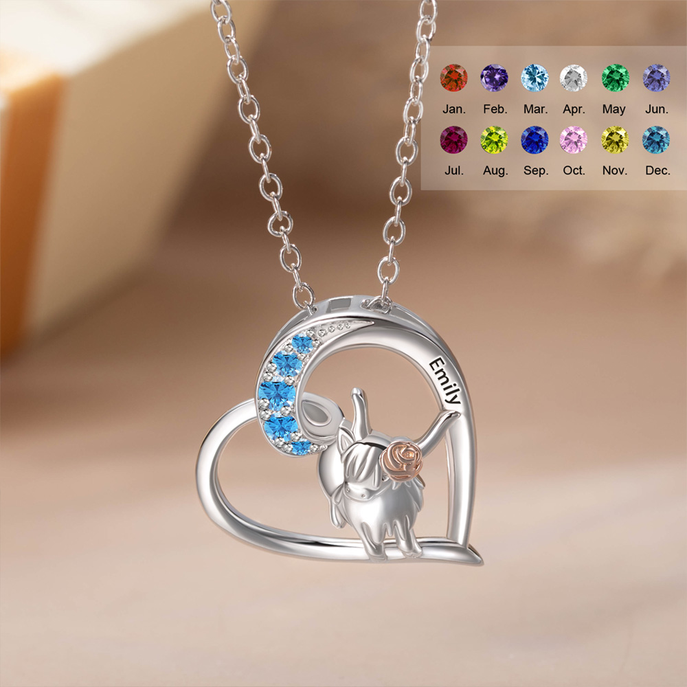 cow necklace with heart