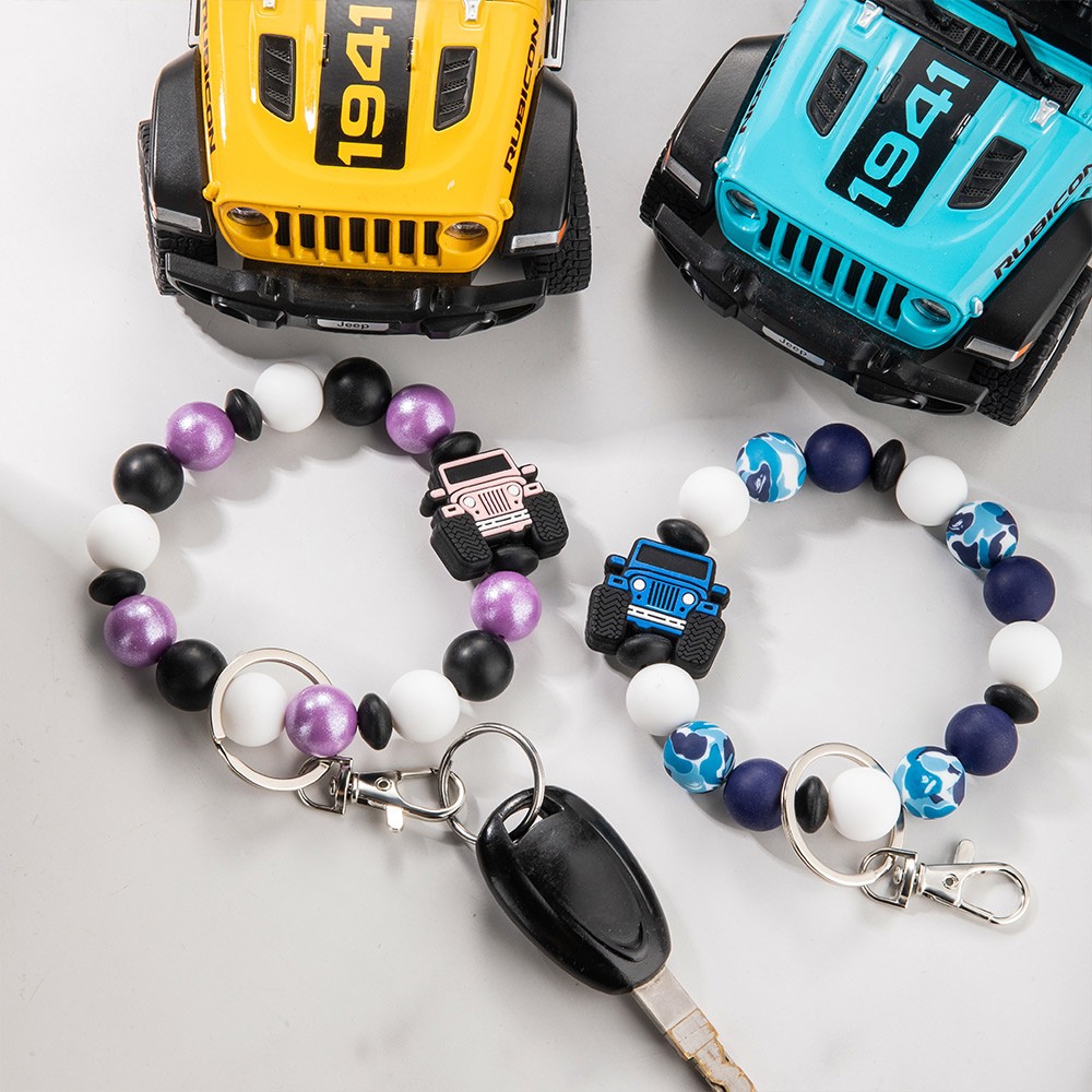 Auto-Charm-Armband, Silikon-Perlen-Armband, Auto-Schlüsselanhänger, verstellbares Armband, Geschenk für Autoliebhaber, Geschenk für Männer, Geschenk für Papa/Freund