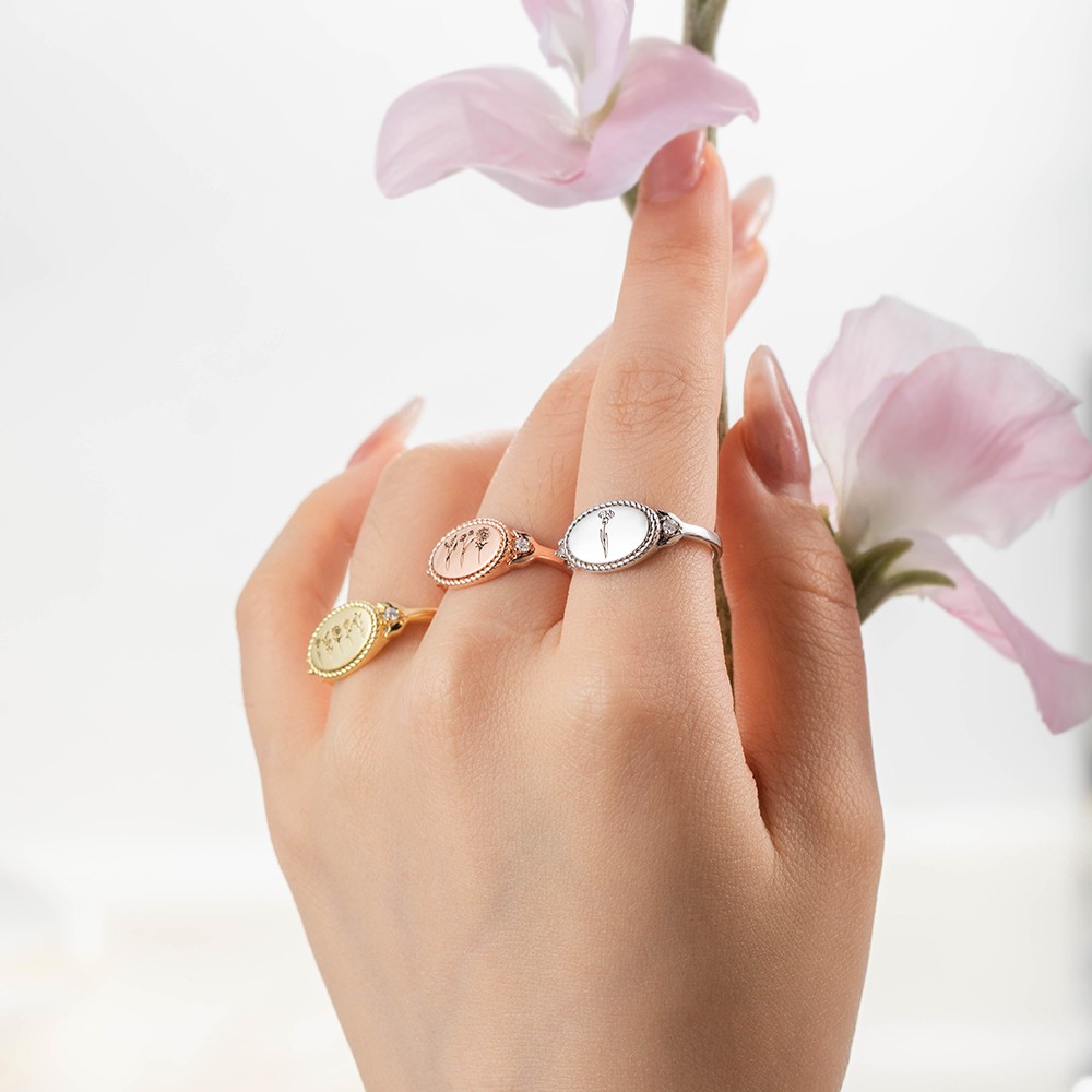 Custom Multiple Birth Flower Ring, Birth Month Flower Ring, Mother's Ring, Floral Ring, Sterling Silver Ring, Minimalist Bouquet Ring, Gift for Her