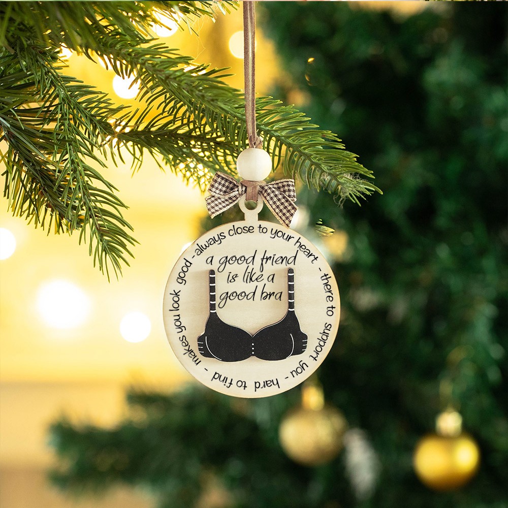 Custom Photo Friend like a Bra Ornament, Friend Christmas Ornament, Funny Friends Ornament