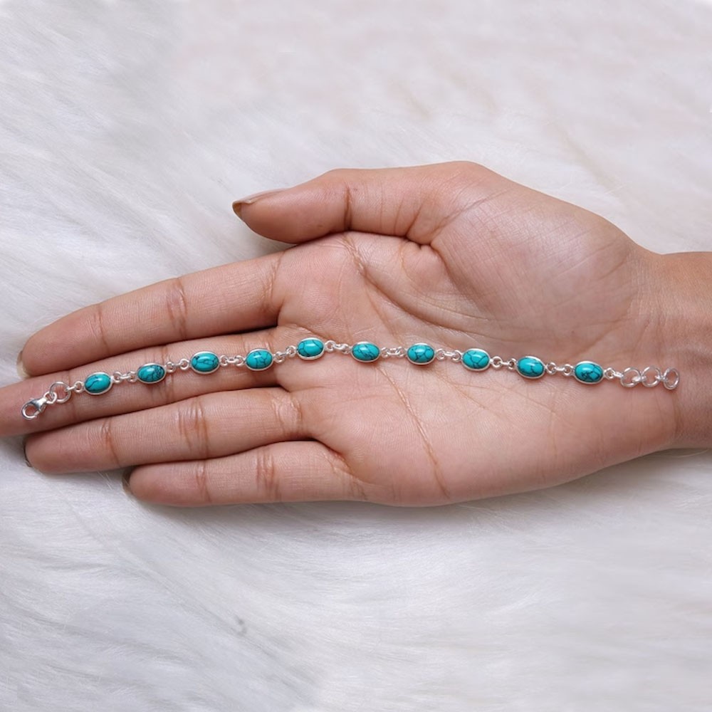 Natural Turquoise Bracelet Gemstone Bracelet Adjustable Minimalist Bracelet Handmade Jewelry