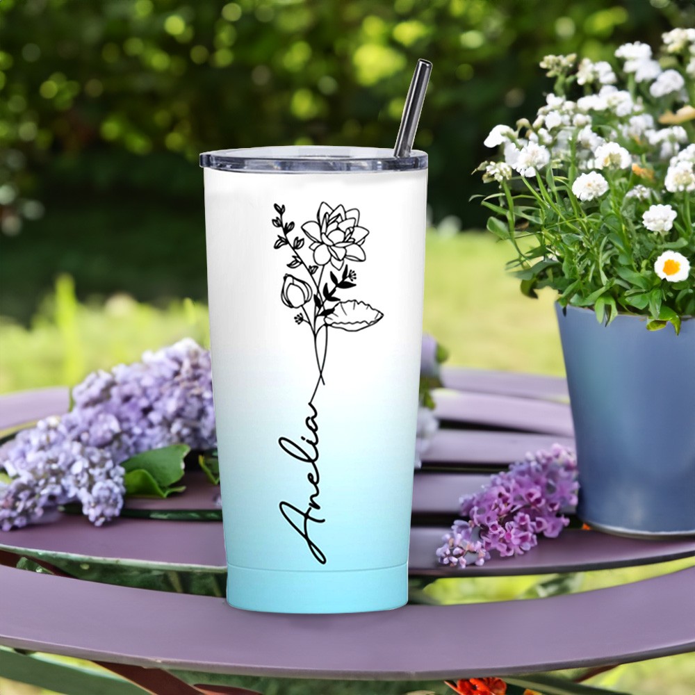 Birth Flower Travel Cup