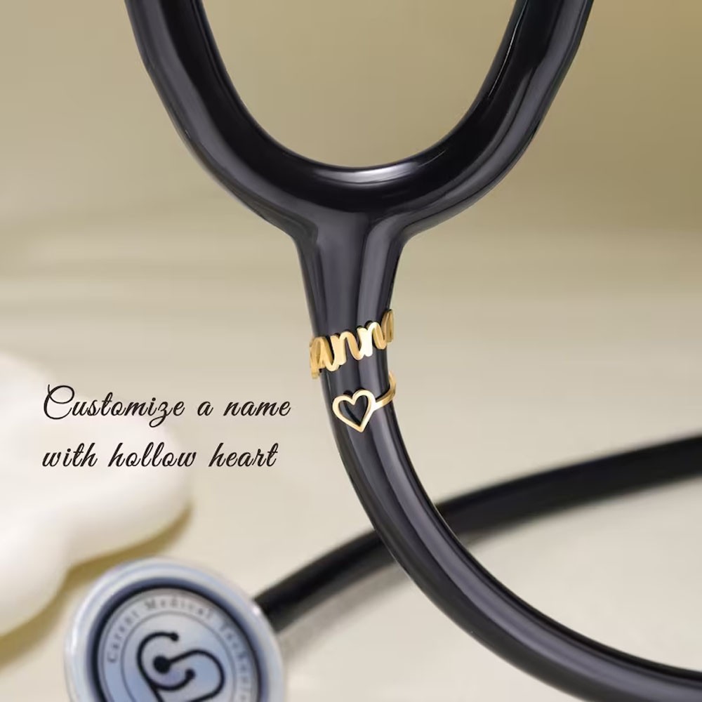 Stethoscope ID Tag, Stethoscope Custom Name Tag with Heart, Stethoscope Charm, Gift for Nurse Graduation, Medical Students, Doctor, RN Gift
