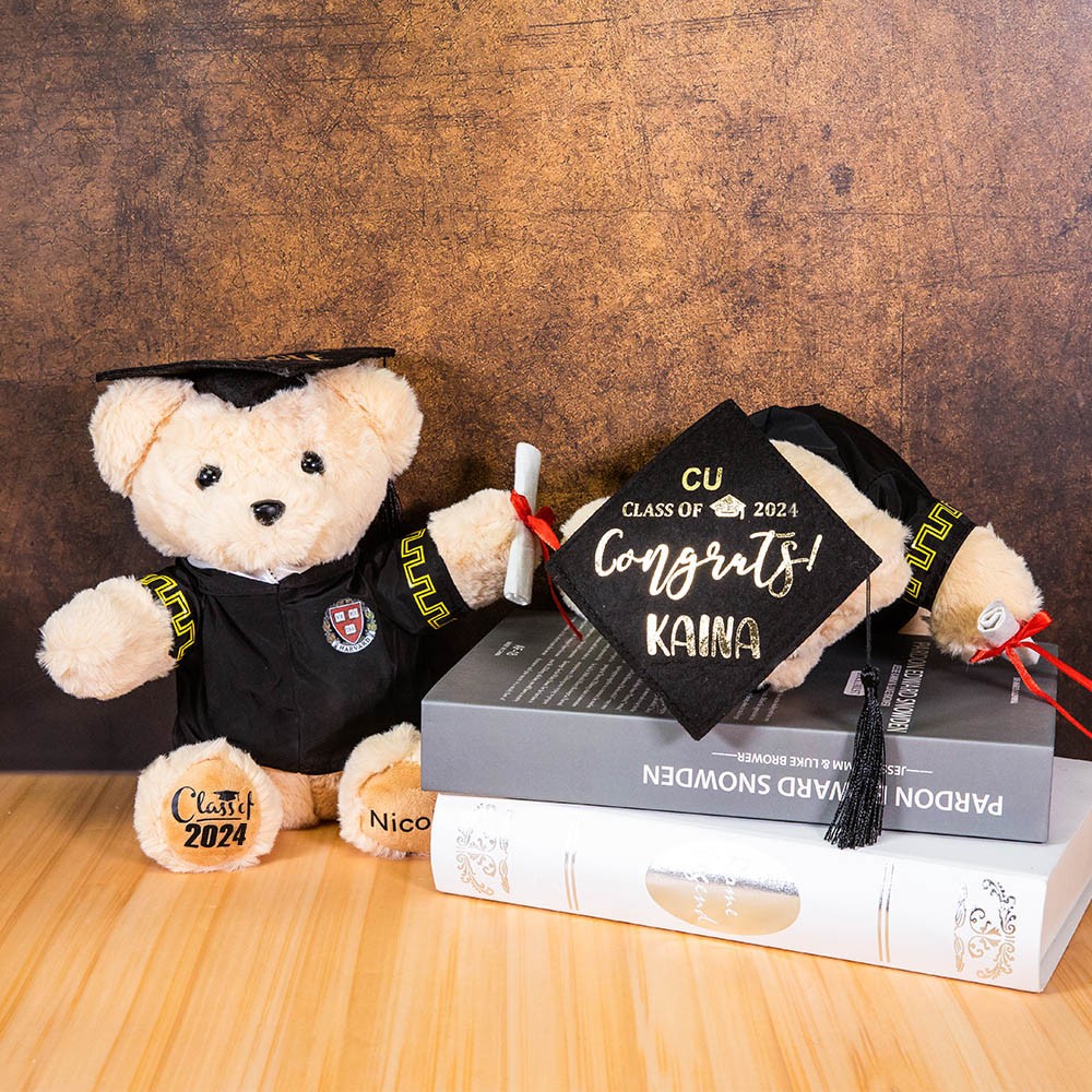 Personalized Graduation Bear with School Badge and Name