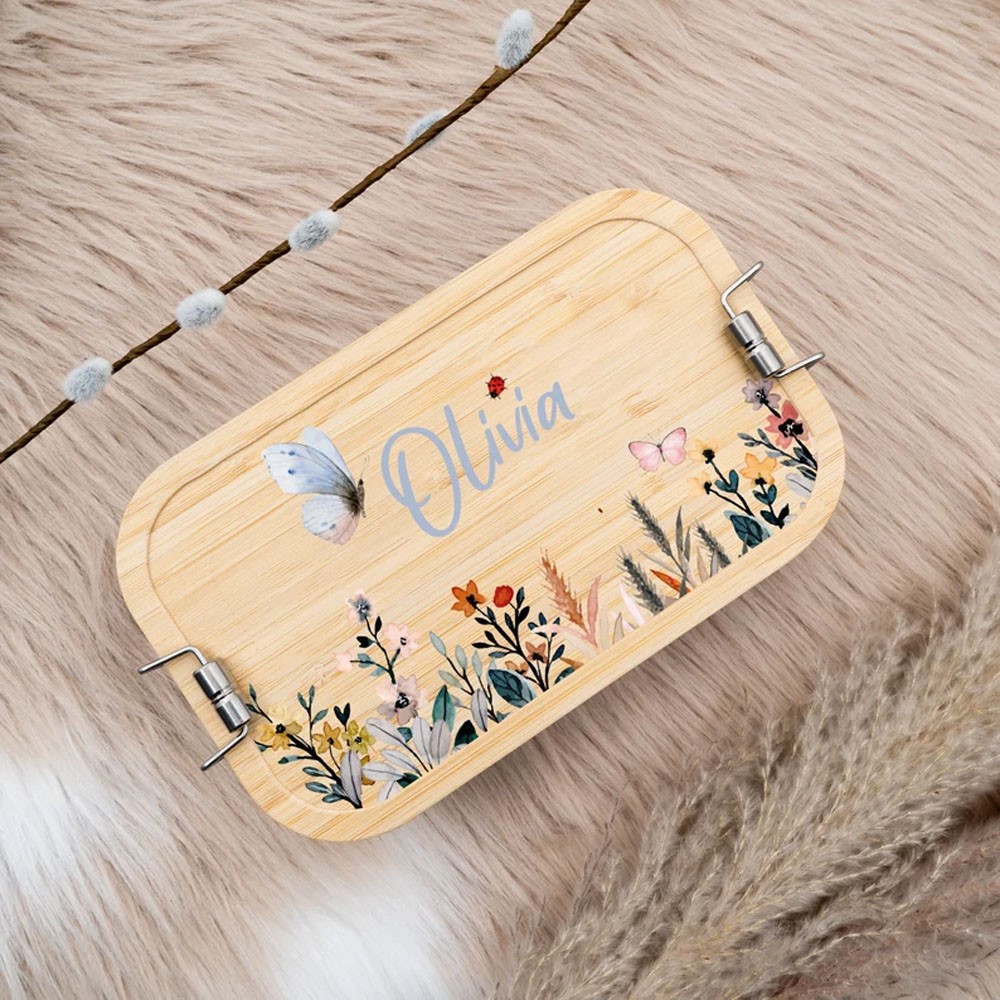Personalized Lunch Box for Children, Stainless Steel Lunch Box with Name, Snack Box for Kids, Ideal for Kindergarten & School