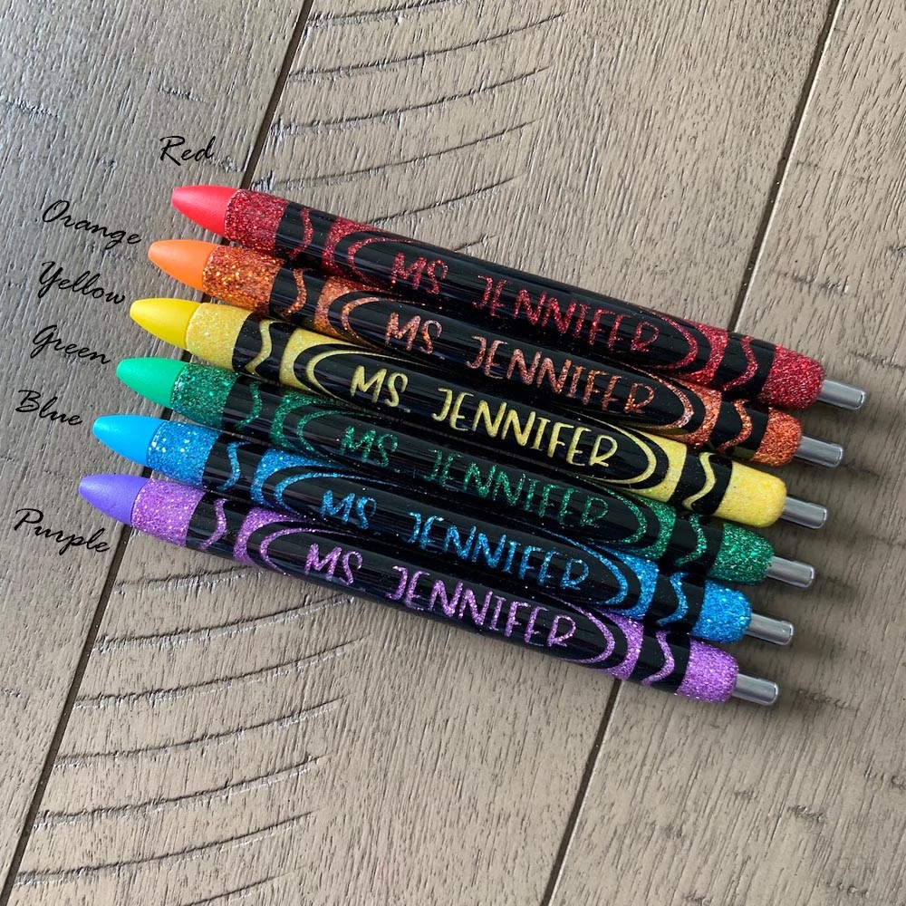 Custom Name Handmade Crayon Glitter Pen, Personalized Cute Decorative Pen, School Supplies, Gift for Her/Him