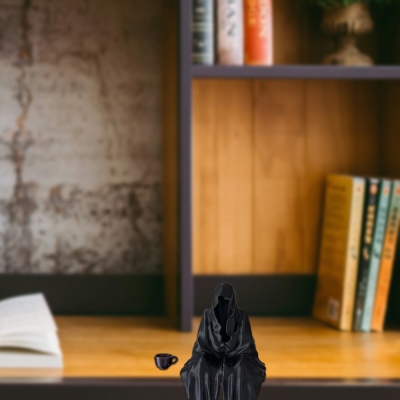 Bookish Gift for Book Lovers/Readers, Starlight/ Black Sitting Ghost Figurine