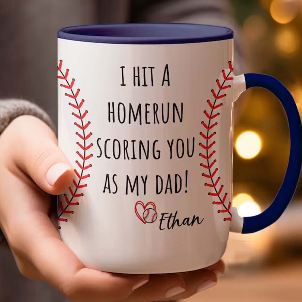 Custom Father's Day Baseball, Personalized Gift for Dad First Father's Day Gift, Custom Baseball Dad Mug, Gift for Dad