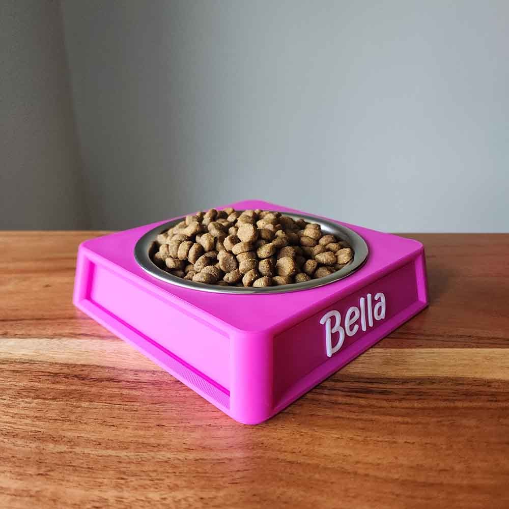 Personalized Dog Food Bowl Holder, 8oz Pet Food Bowl Stand, Custom Dog Feeding Stand, No Spill Pet Feeder, Dog Gift