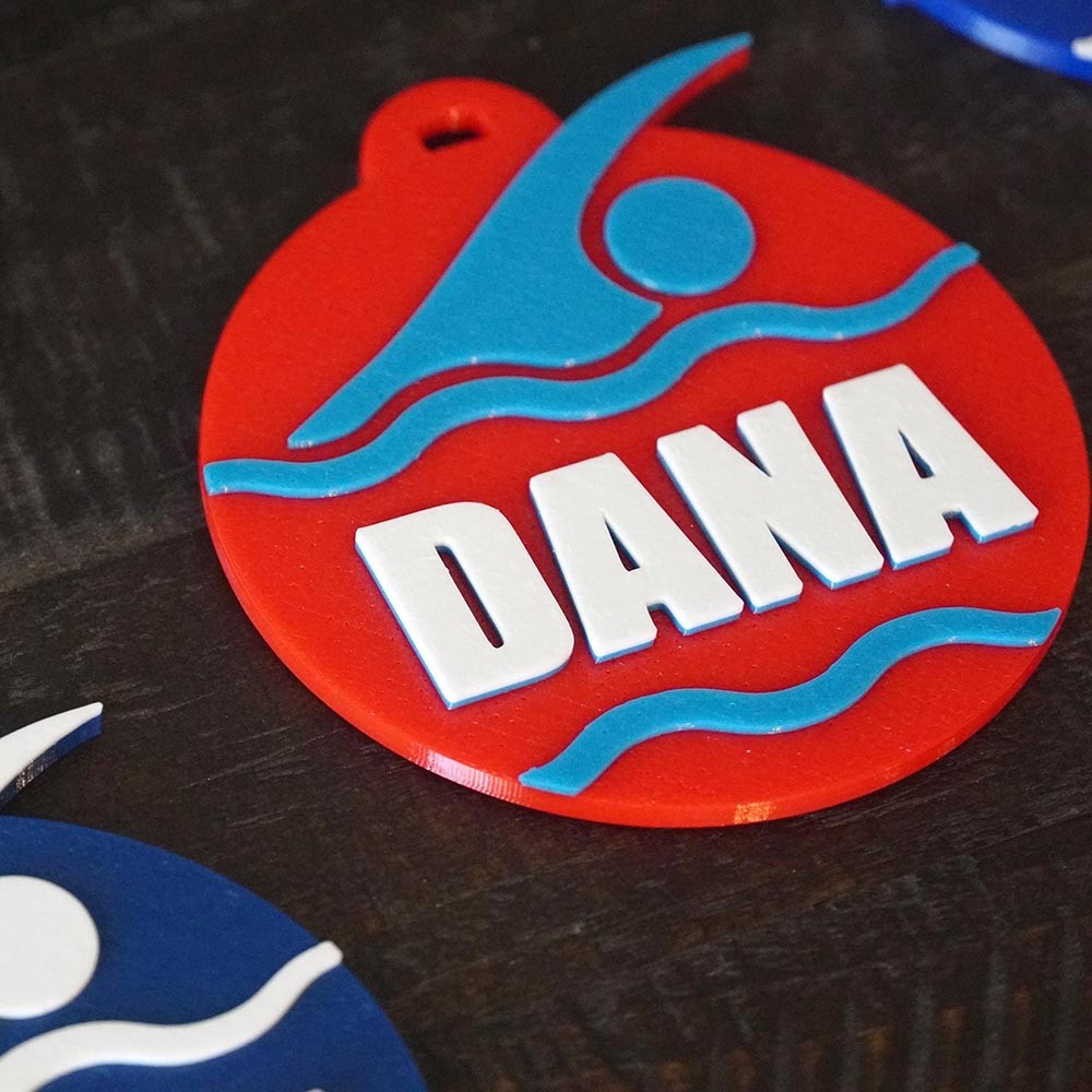 Personalized Name Swimming Tough Bag Tag, Custom Swimming Keychain, Swimming Backpack Tag, Keychain Gift for Swimmer