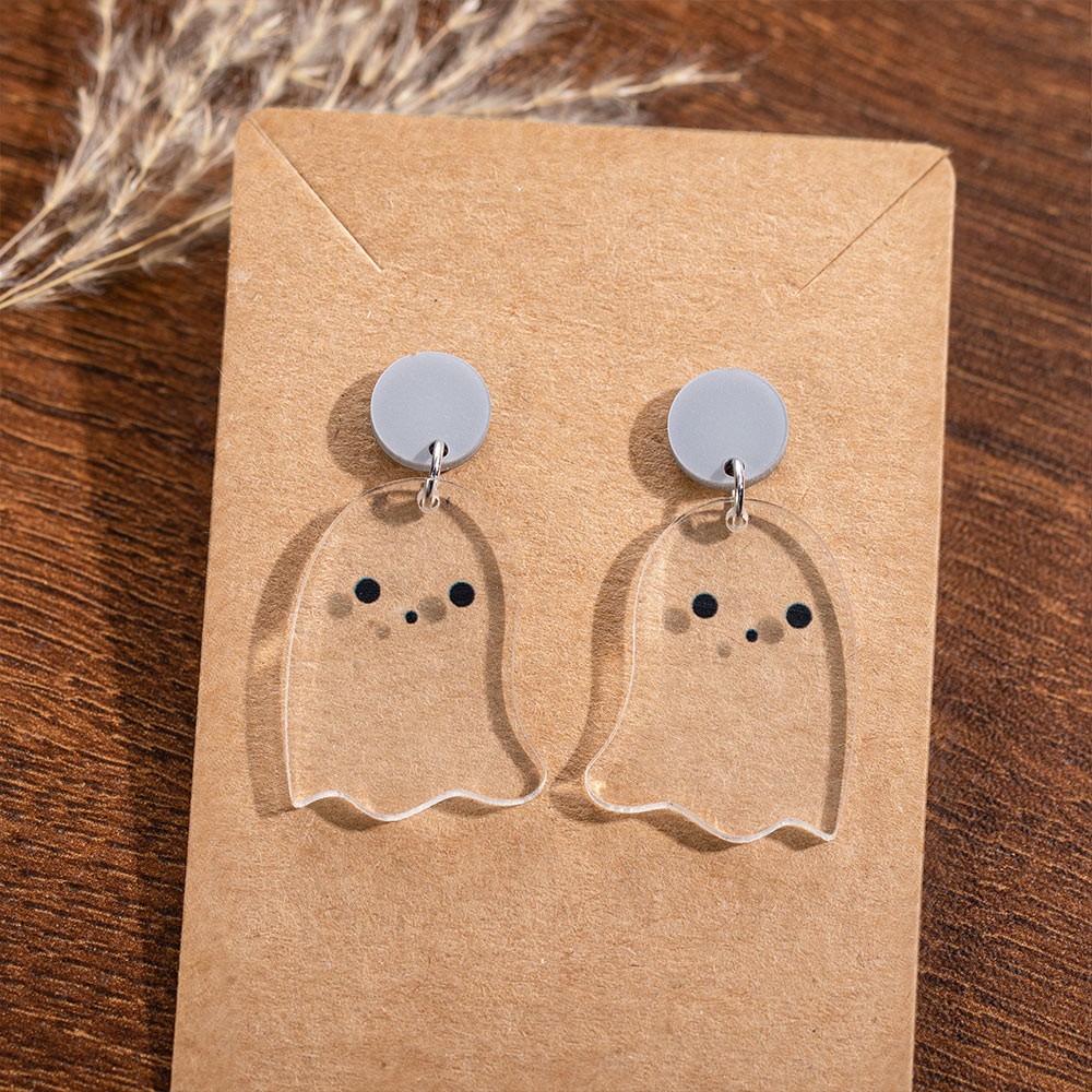 Halloween Cute Ghost Acrylic Dangle Earrings, Unique Fall Theme Jewelry, Gift for Women Girls