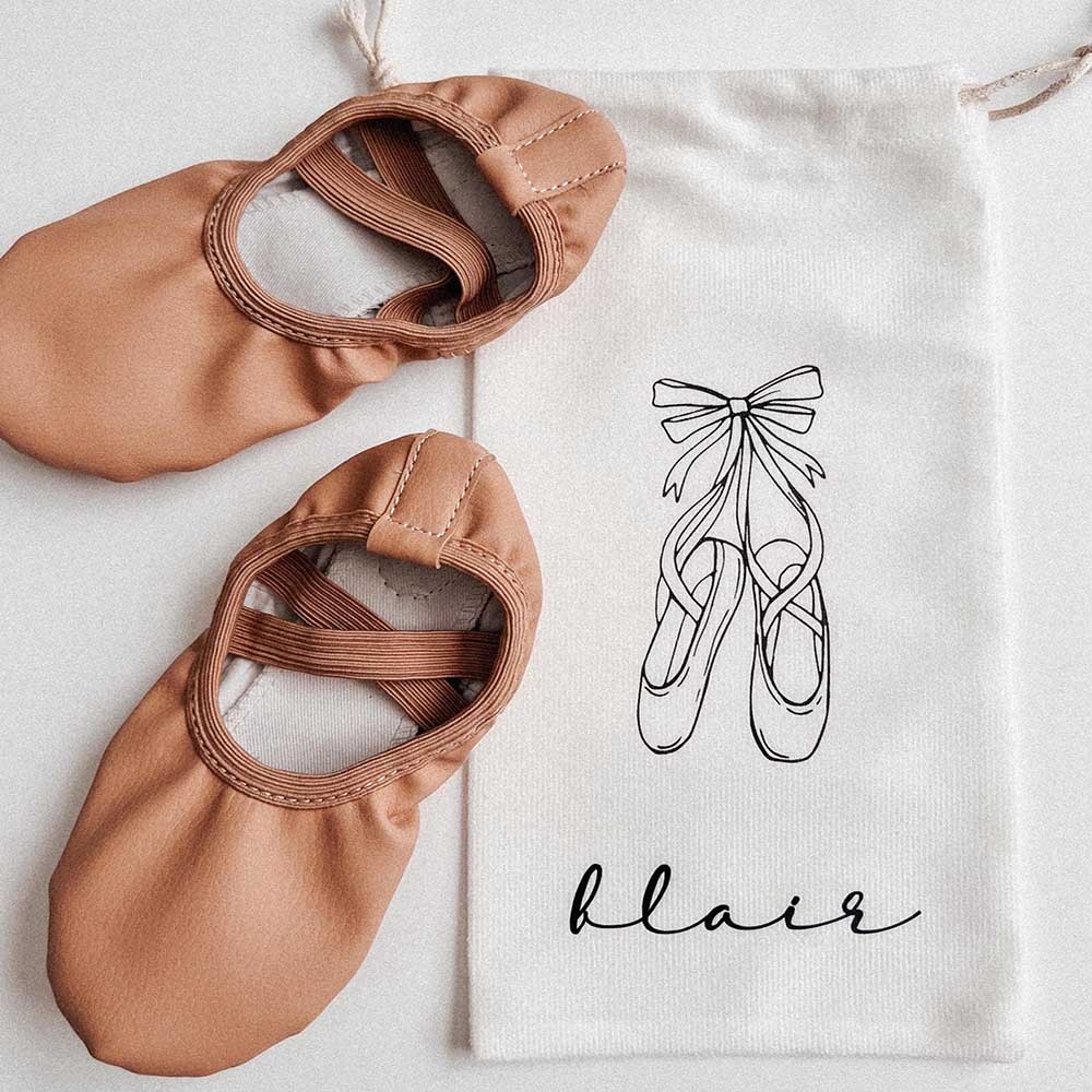 Personalized Ballet Shoes & Shoe Bag Set, Custom Name Multicolor Ballet Slipper Shoe Pouch Bag, Children's Ballet, Gift for Ballet Dancers