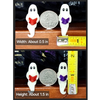 Pet Ghost Reading a Book, Miniature Shelf Sitter Figurine, Handmade Halloween Decoration, Spooky Cute Glow in the Dark