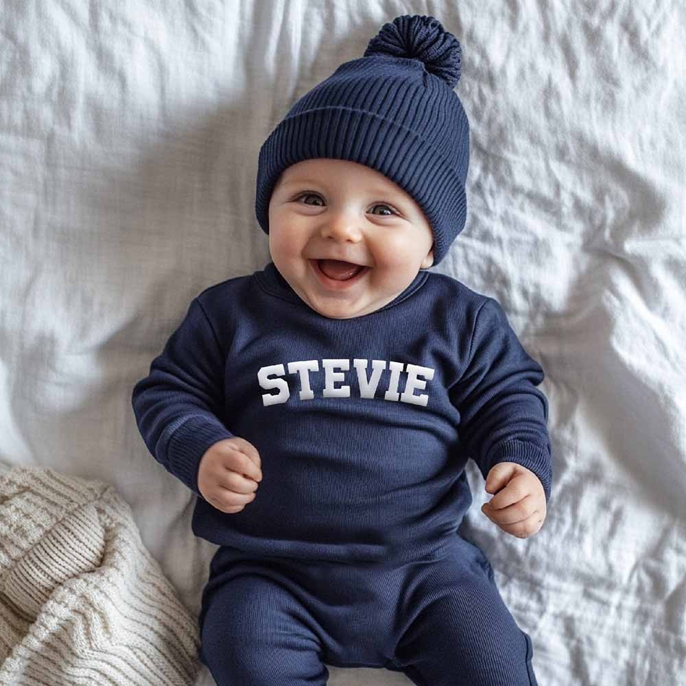 Custom Name Puff Name Baby Sweatshirt Bodysuit, Personalized Bubble Romper, Baby Shower Gift, Birthday/Christmas Gift for Newborn/Baby