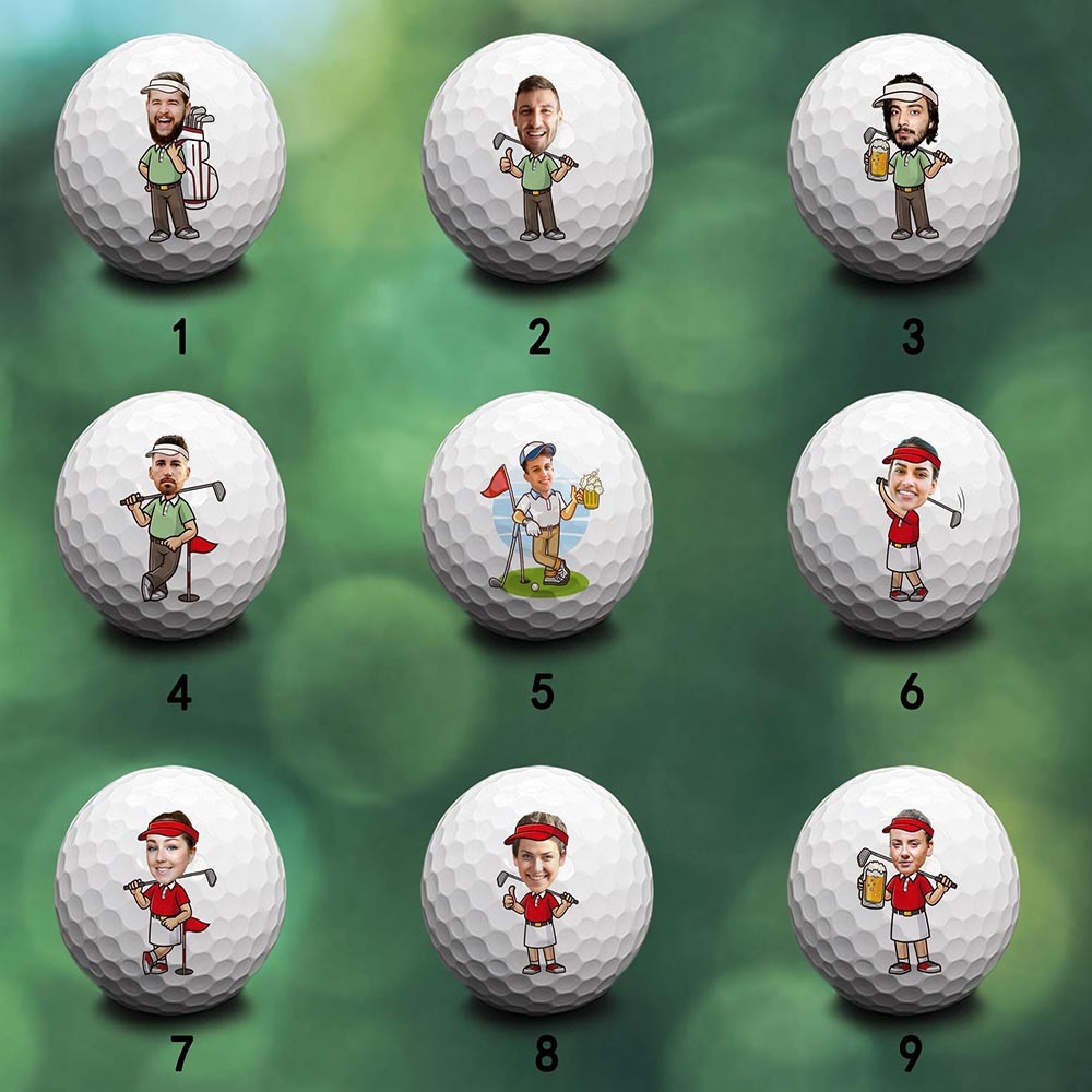 Custom Name & Photo Unique Golf Balls, Cartoon Golf Balls, Golf Gift, Gift for Golfer, Wedding Gift, Anniversary Gifts, Groomsmen Gift, Best Man Gift