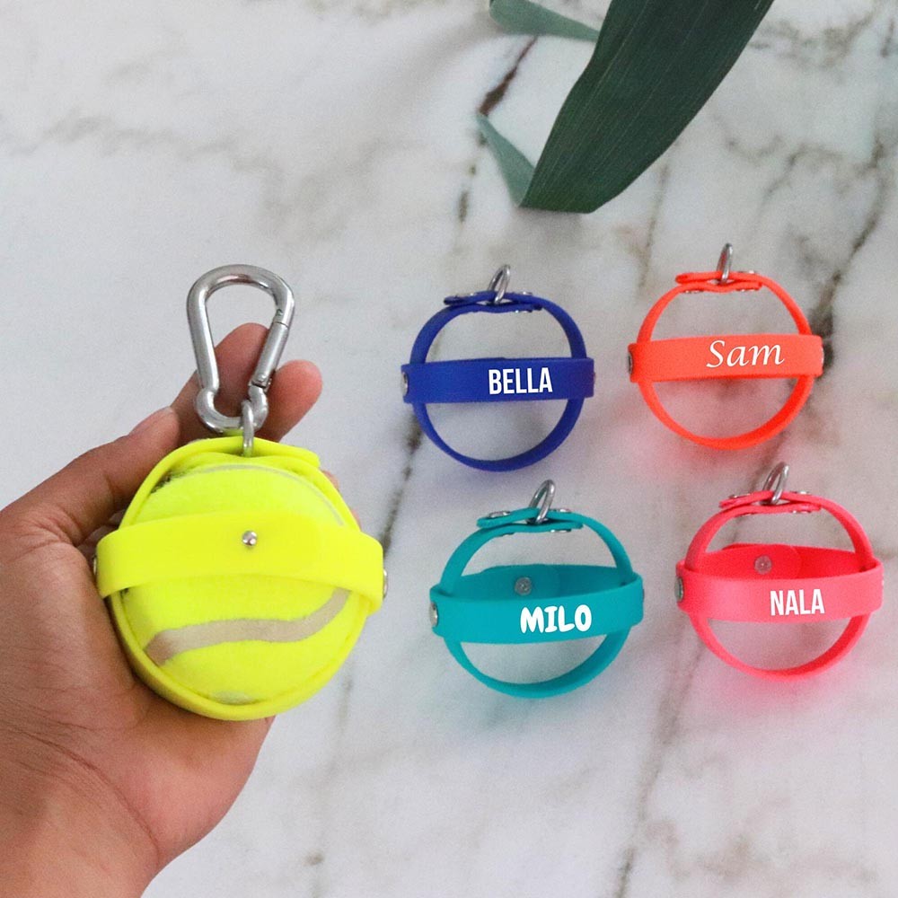 Personalized Name Dog Ball Holder, Dog Accessories, Leash Attachment, Fetch Ball for Dogs, Interactive Toy,Toy to Play Outside, Fun Tennis Ball Keeper