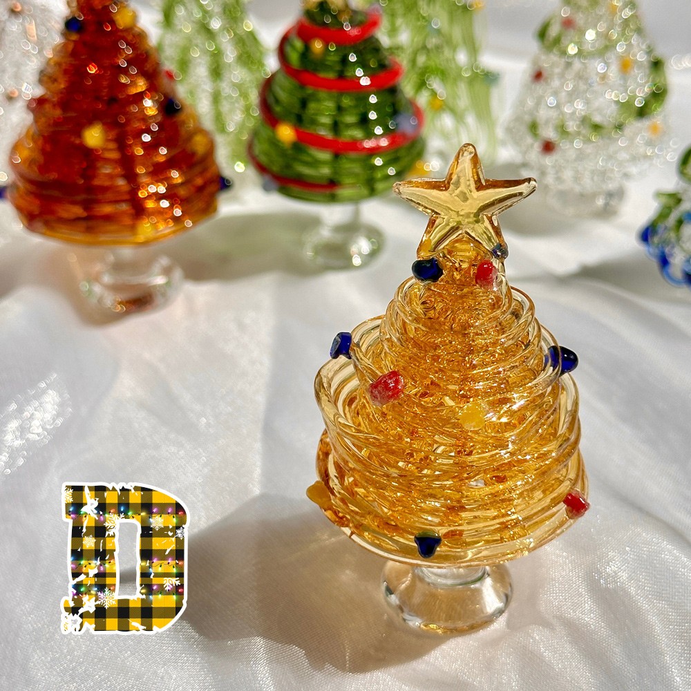 Handmade Glass Christmas Tree Statue, Green Glass Tree Decoration, Festive Christmas Tree, Christmas Sculpture Decoration, Christmas Gifts