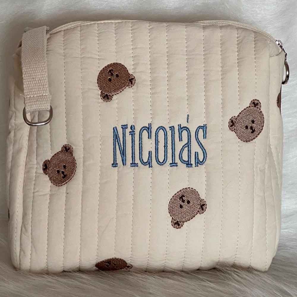 Personalized Cotton Baby Storage Bag with Embroidered Name, Soft and Skin-Friendly, Baby Travel Storage Bag, Baby Diaper Bag