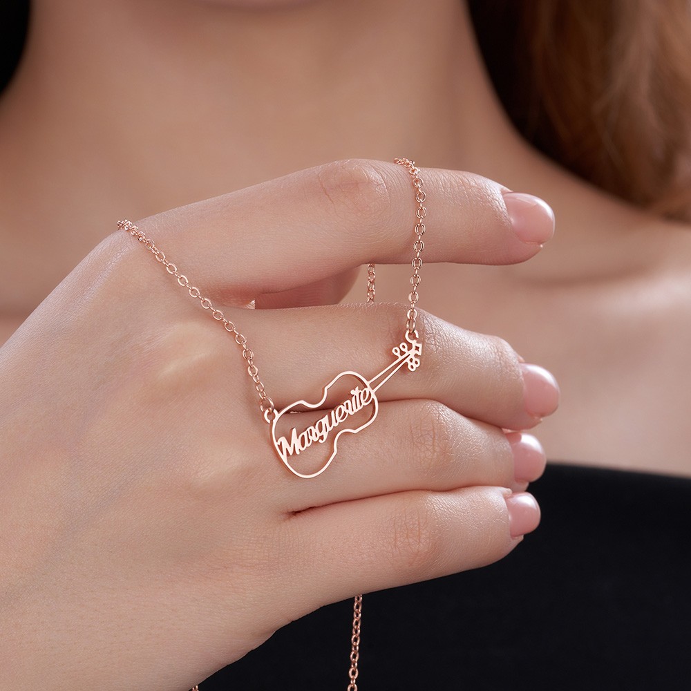 Personalized Violin Necklace, Violin Name Necklace, Gift for Music Lover, Gift for Her, Instrument Charms, Silver Violin Necklace, Gift for Her