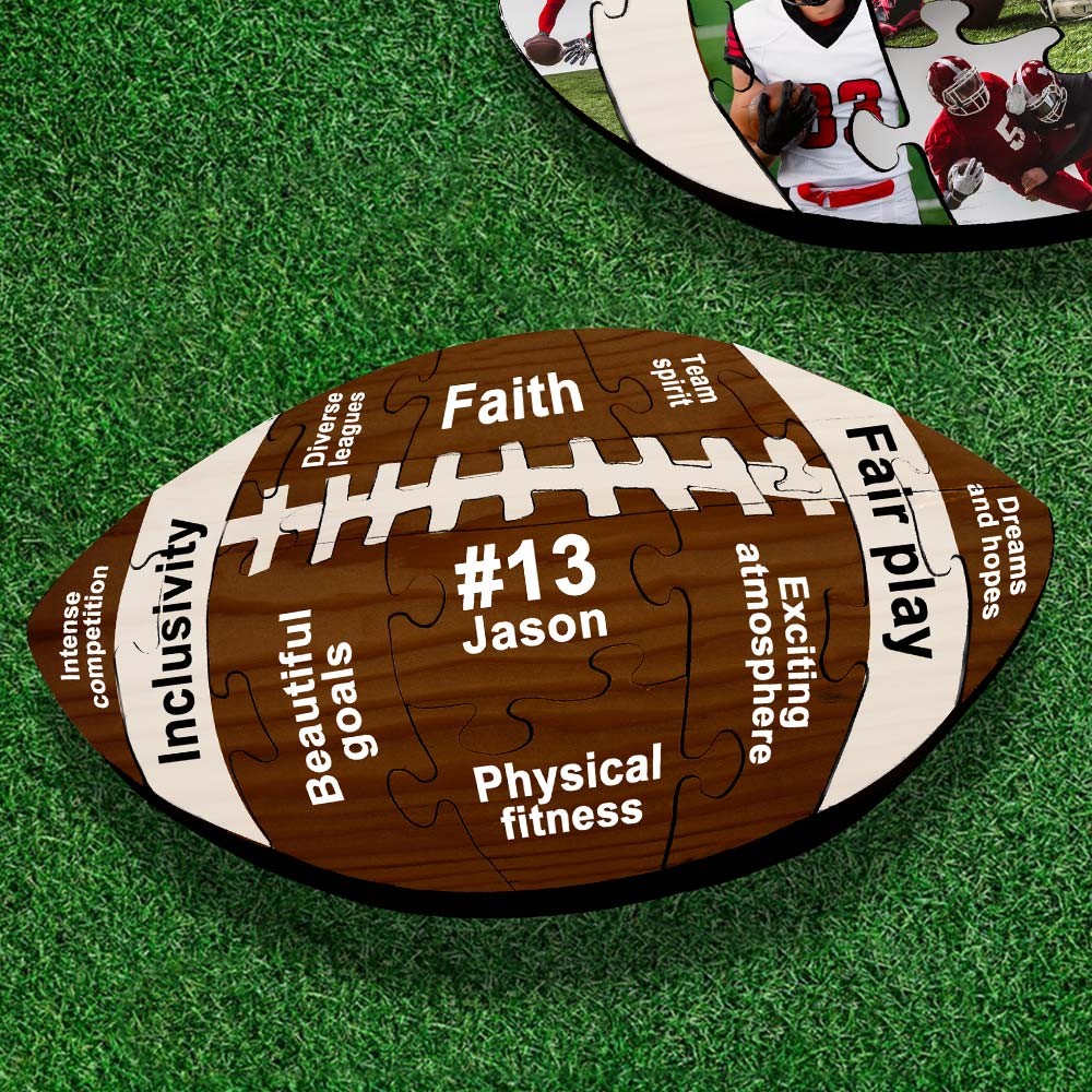 Personalized Custom Photo Football Puzzle Unique Gift for Sports Lovers and Football Fans