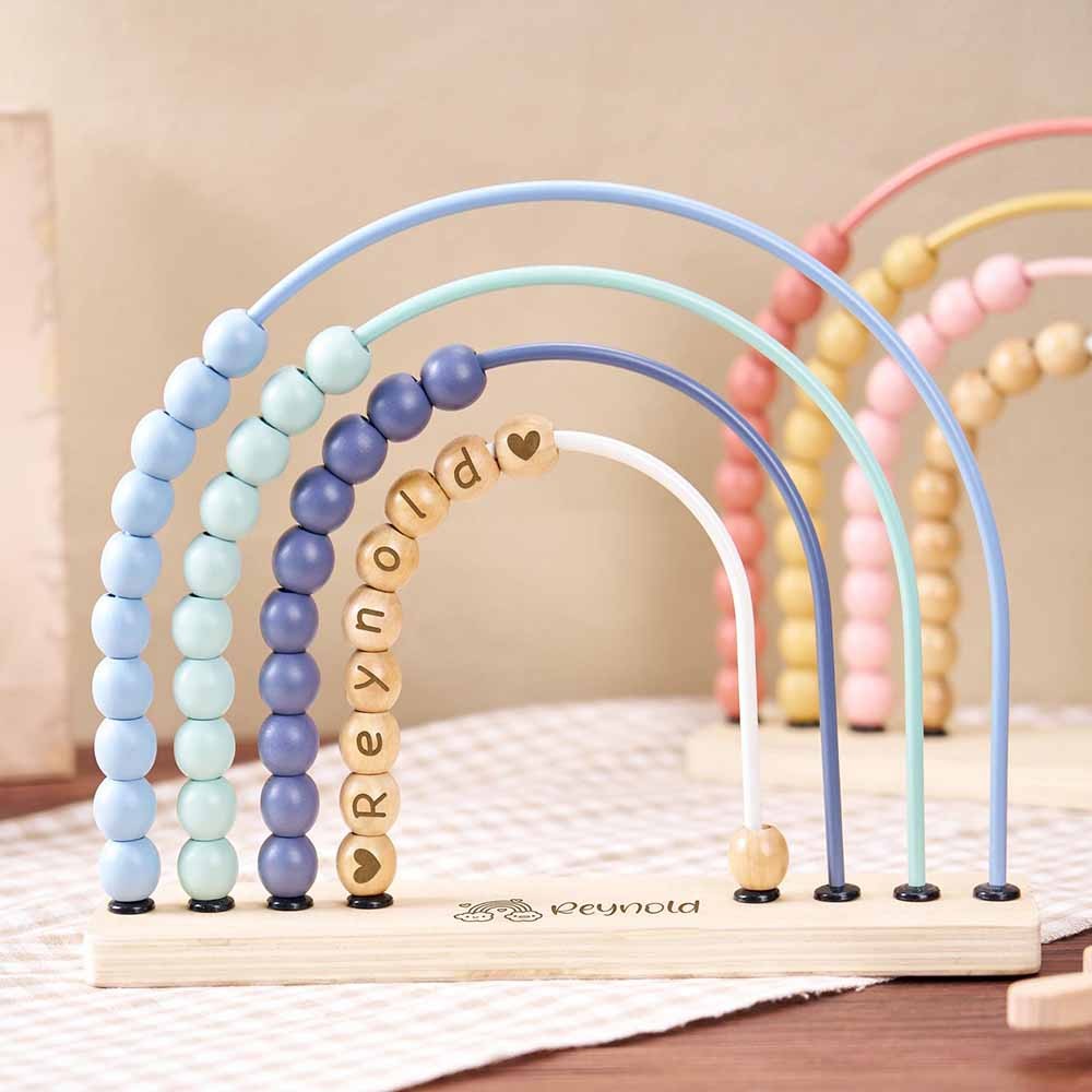 Personalized Baby Abacus Wooden Rainbow Abacus, Baby Shower Gifts, 1-3 Years Birthday Gifts, Wooden Nursery Decoration, Toddler Educational Toys