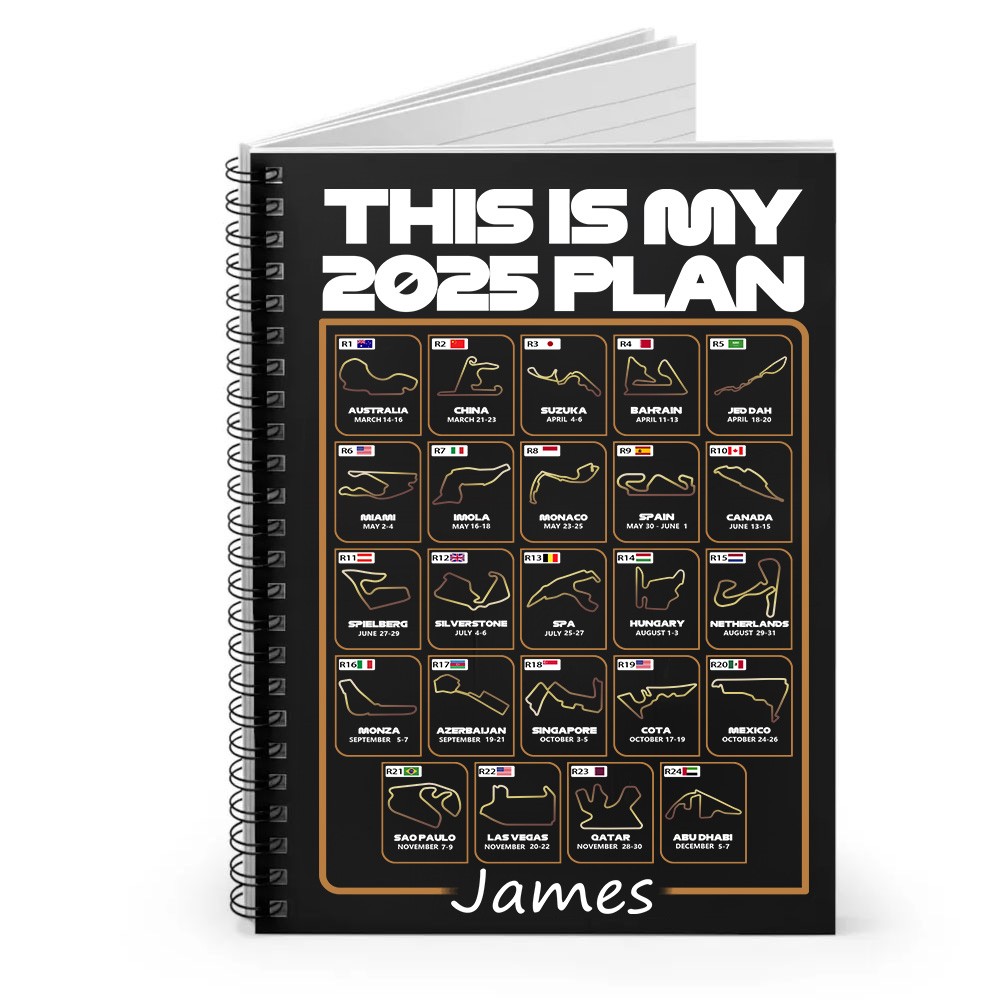 2025 Formula 1 Plan Notebook, The Ultimate Racing-Themed Notebook Gift for F1 Fans, Perfect Christmas or Holiday Gift Idea