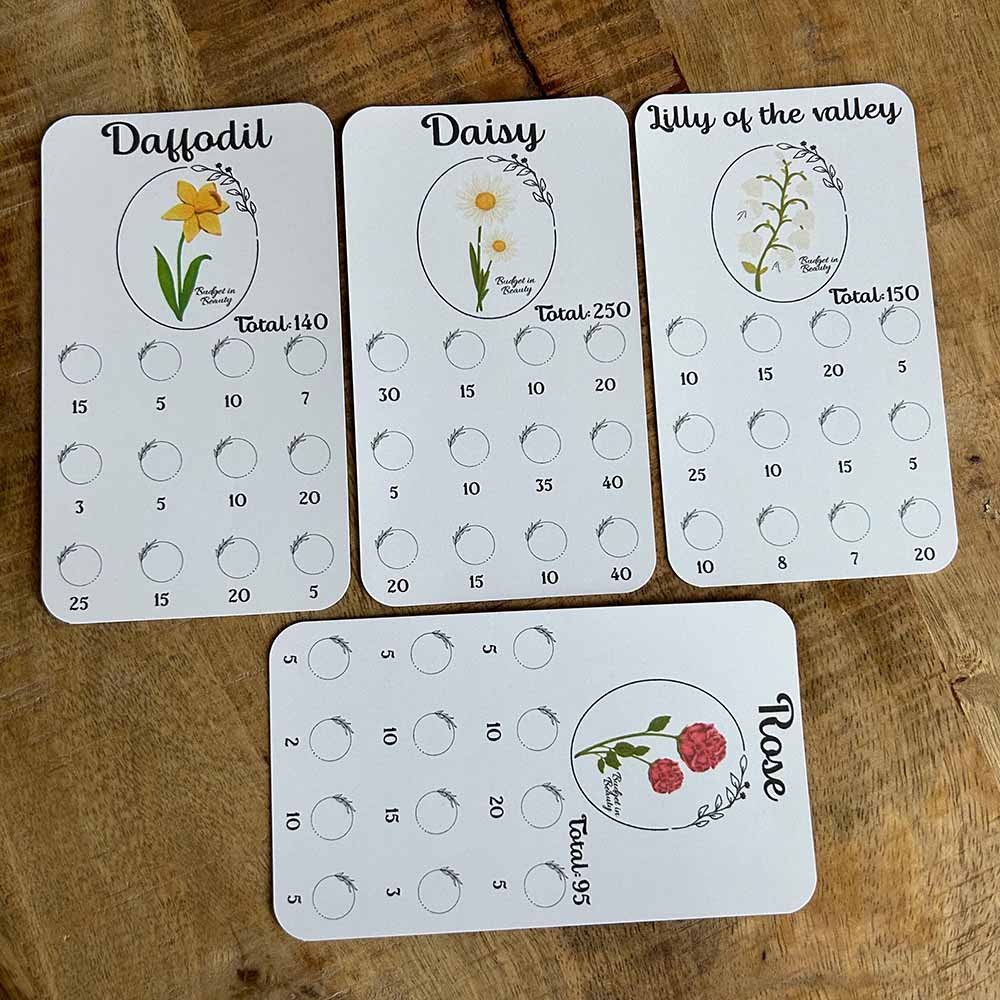 Personalized Birth Flower Name 12 Month Savings Challenge Bundle, A6 Size Cash Challenge Planner, Budget Goals for Cash Stuffing